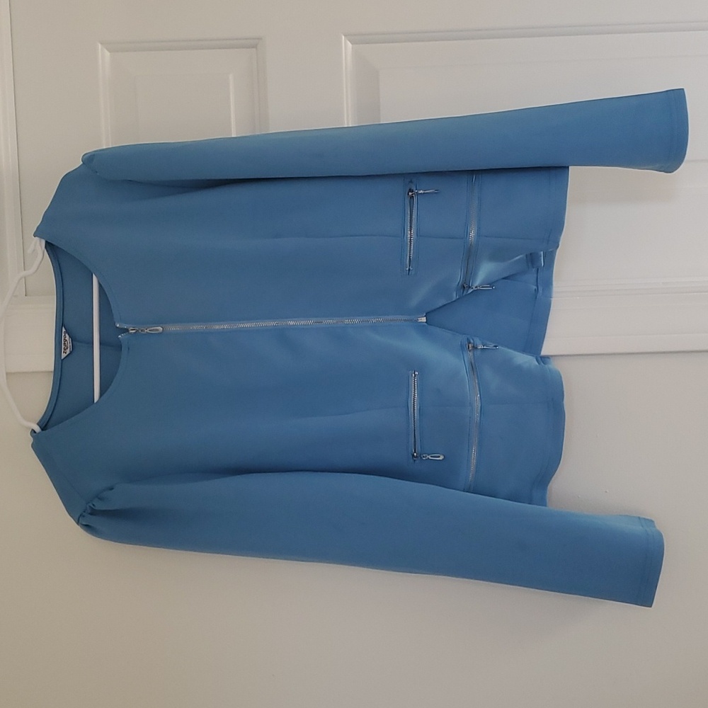 Zeagoo blue zip up moto jacket